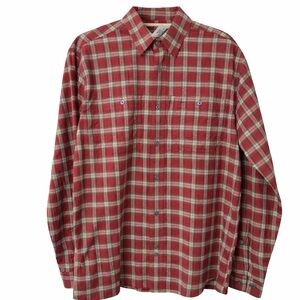 Orvis Flat Creek Organic Plaid Men's Shirt. Medium. Red/white NWT